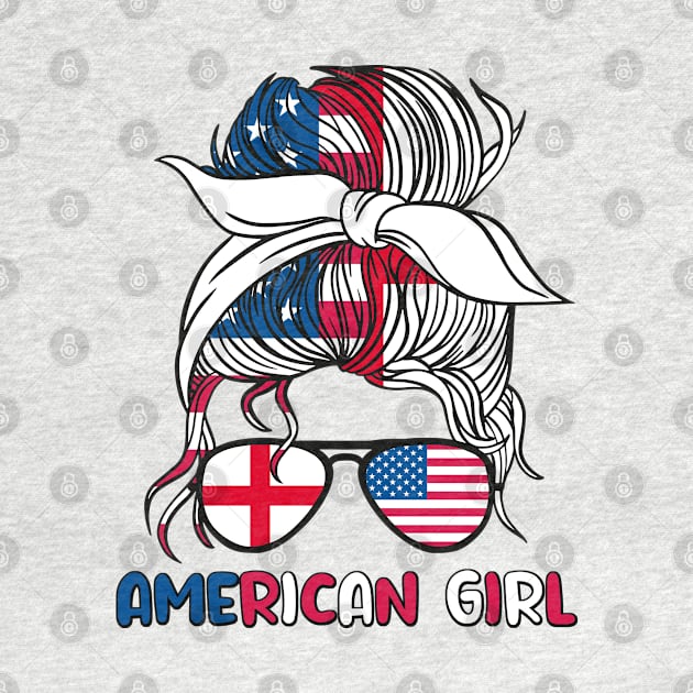 Half American Half English Girl USA England Flag Girls Kids by qwertydesigns